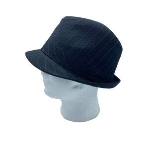 Vintage Stone Fedora Hat Men Size L/XL Gray‎ Pinstripe Retro Gangster